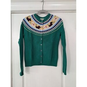 Vintage L.L. Bean Scottie Scotty Dog Cardigan Sweater Fair Isle Button size XS